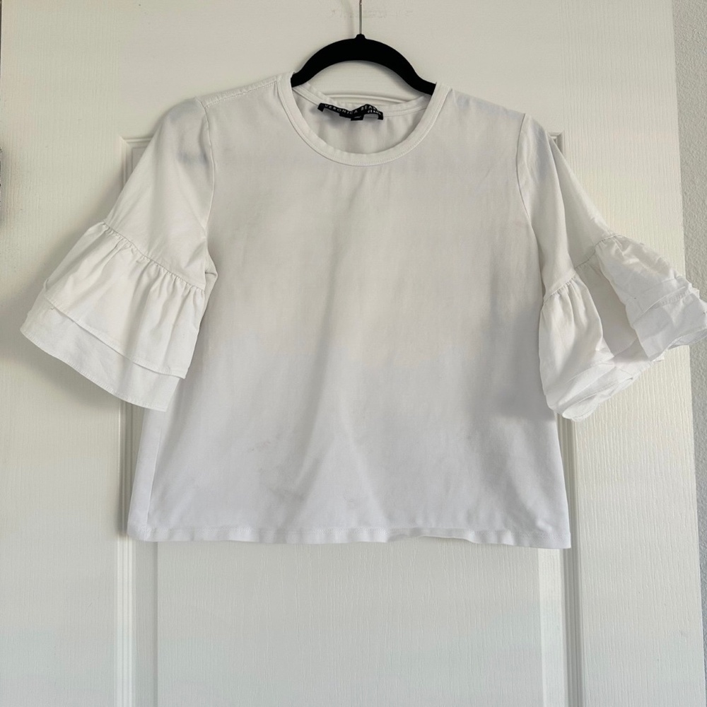 Veronica Beard White‎ Bell Sleeve Top Small